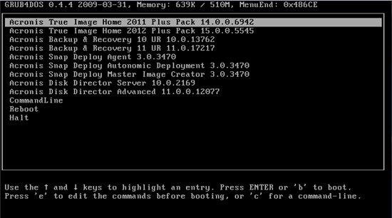 Acronis BootCD Collection 7 in 1 product Grub4Dos Edition (11/25/2011)