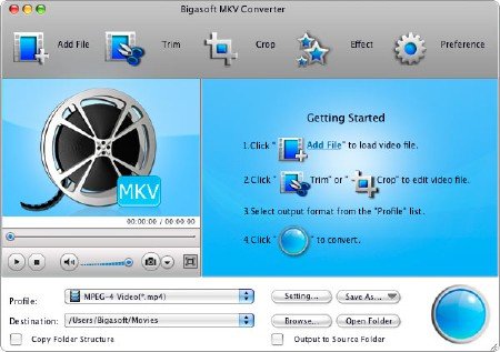 Bigasoft MKV Converter v 3.6.11.4448 Portable (2012/ML/ENG)